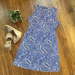 TH - blue and white paisley dress